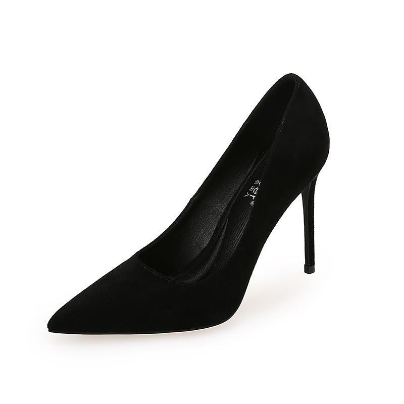 New Single Layer Shoes Women's Fashion Pointed Stiletto Heels Temperament Pure Color Business Ol Women's Shoes