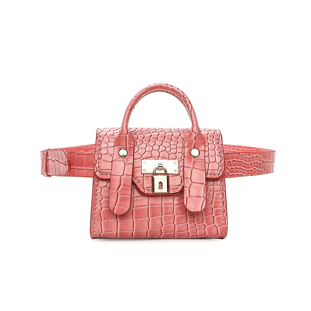 Classic small gold lock PU belt lock chest bag