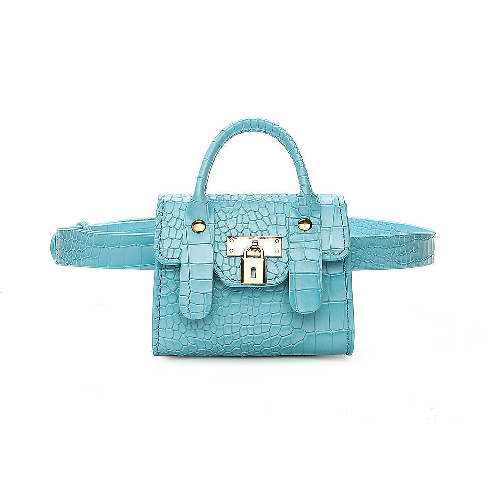 Classic small gold lock PU belt lock chest bag