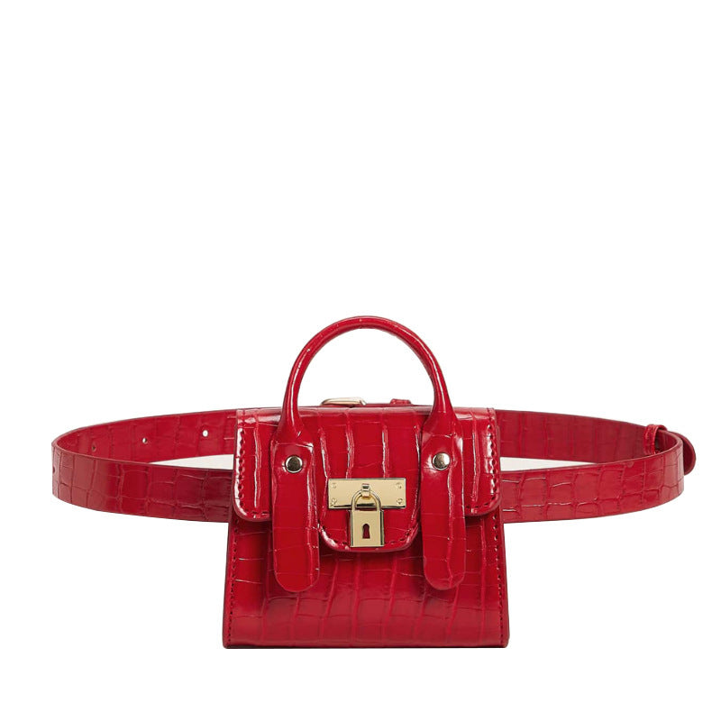 Classic small gold lock PU belt lock chest bag