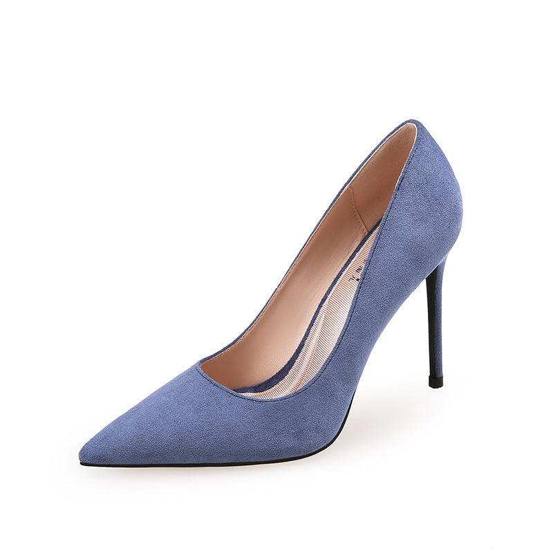 New Single Layer Shoes Women's Fashion Pointed Stiletto Heels Temperament Pure Color Business Ol Women's Shoes